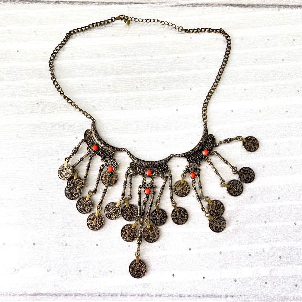 🌸3/$10🌸 Statement Necklace Bronze & Orange